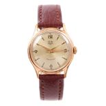 Rare 1950s East German Gub Glashutte wristwatch with engine-turned circular dial,