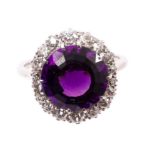 Amethyst and diamond cocktail ring,