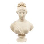 19th century Continental white marble bust of Aurora,