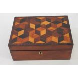 Late Regency rosewood and parquetry inlaid box,