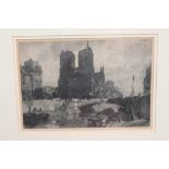 *Leonard Squirrell (1893 - 1979), signed mezzotint - 'Notre Dame, Paris', 27cm x 40cm, framed. N.B.