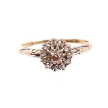 Late Victorian fancy-coloured diamond cluster ring,