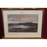 George Rushton (1868 - 1948), watercolour, signed, Estuary landscape, possibly Manningtree,