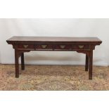 Antique Chinese altar table with four drawers, on chamfered legs,