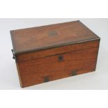 19th century camphorwood and brass mounted military chest with flanking carrying handles and