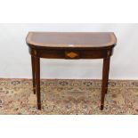 Good George III mahogany and satinwood crossbanded card table,