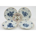 Four late 19th century Meissen blue and white plates with painted floral and insect decoration -