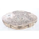 Continental silver box of shaped oval form,