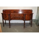 Impressive late Regency mahogany breakfront sideboard with hinged three-quartered galleried