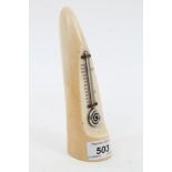 Late 19th / early 20th century carved tusk thermometer, with engraved scale,