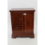 Edwardian mahogany and inlaid apprentice piece miniature wardrobe,