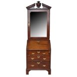 Fine George I small red walnut bureau bookcase,