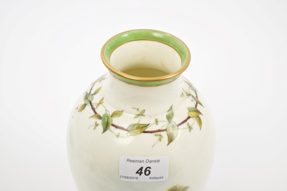 Edwardian Royal Worcester ovoid vase painted by Rushton, - Bild 3 aus 5