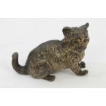 Late 19th century Austrian cold painted bronze figure of a cat in playful pose,