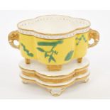 Victorian Royal Worcester yellow ground Aesthetic taste vase of Chinese tub form,