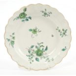 18th century Worcester Giles green polychrome painted small plate decorated with floral sprigs,