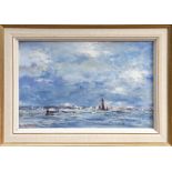 John Burman (1915 - 1987), oil on board - Spritsail Barge off Harwich, signed, in gilt frame,