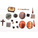 Collection of Victorian Scottish and similar agate jewellery - to include banded agate cross and