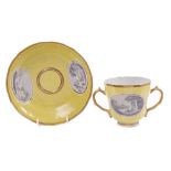 Rare late 18th century Chinese export English-taste chocolate cup and saucer, circa 1800,