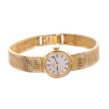 Ladies' Omega gold (9ct) wristwatch with circular dial with satin finish and baton hours,