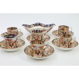 Collection of early 19th century Derby pattern Imari teawares - comprising six coffee cans,