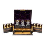 Fine Victorian coromandel and brass bound decanter box retailed by Mappin & Webb, Sheffield,