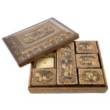 Fine quality late 18th / early 19th century Chinese black papier mâché and gilt decorated games box,