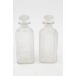 Pair George IV cut glass decanters with stoppers of octagonal form,