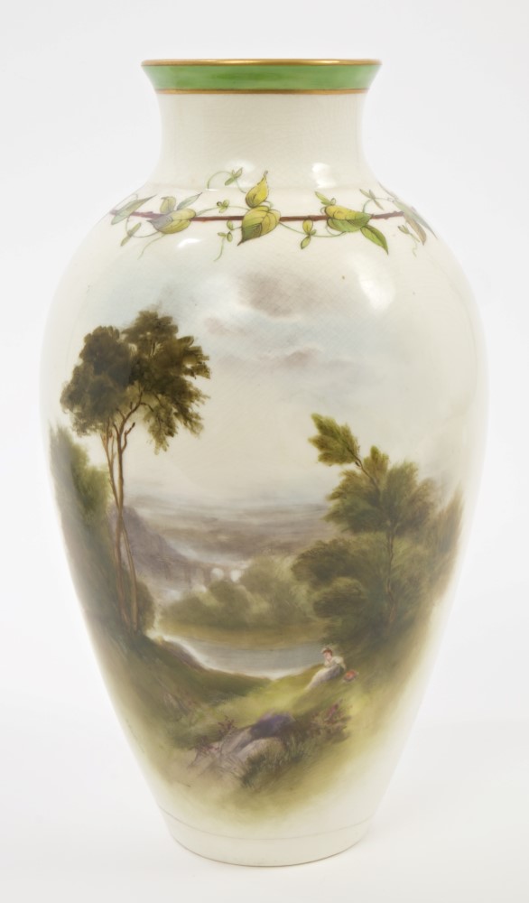 Edwardian Royal Worcester ovoid vase painted by Rushton,