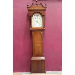 19th century longcase clock with eight day movement striking on a bell,