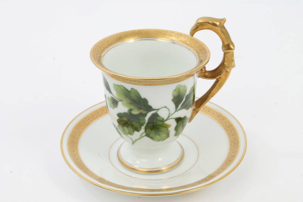 German Rosenthal cabinet cup and saucer painted with First World War Iron Cross within oakleaves, - Bild 2 aus 7