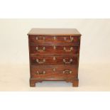 George III-style mahogany fall-front commode chest with faux drawer front, on bracket feet,