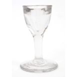 18th century toasting wine glass with deceptive bowl and heavy foot, 12.