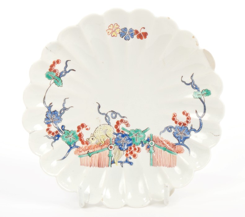 18th century Chantilly Kakiemon-style fluted saucer, circa 1740,