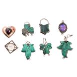 Malachite and silver leaf-shape clasp and other jewellery