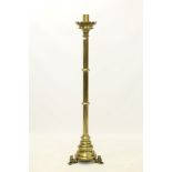 Substantial 19th century brass Gothic altar candlestick,