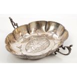 Victorian silver two-handled dish of oval octagonal form,