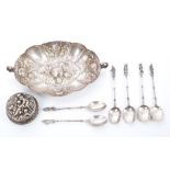 19th century Continental silver box of circular form,