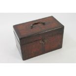 Good George II burr yew wood and walnut crossbanded tea caddy of oblong stepped moulded form,