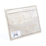 Cartier silver 'Aide Memoire' desk calendar of rectangular form,