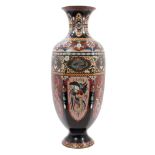 Good large Japanese cloisonné vase of hexagonal baluster form,