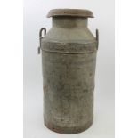 Antique Express Dairies metal milk can and cover of cylindrical form,