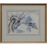 *John Northcote Nash (1893 - 1977), pencil and watercolour - Willows at Flatford, signed,