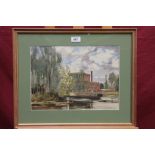 George Robert Rushton (1869 - 1947), watercolour - Dedham Mill, in glazed frame, 26.5cm x 36.