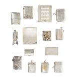 Eight 1930s / 1940s Continental silver and white metal cigarette cases - including one with enamel