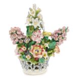 Late 18th century Bow basket of flowers, circa 1760,