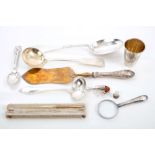 Collection of Danish silver - including beaker, stamped - Paulsen and four spoons,