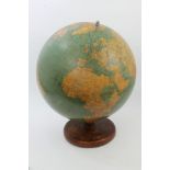 Vintage Philips 19 inch terrestrial globe, raised on circular hardwood stand,