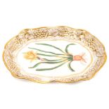 Early 19th century English porcelain botanical dessert dish,