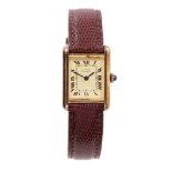 Ladies' Must de Cartier wristwatch with quartz movement and cream rectangular dial with black